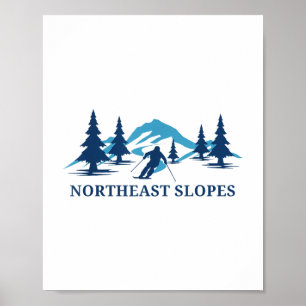 Affiche Pistes du nord-est Vermont Station de ski du Vermo