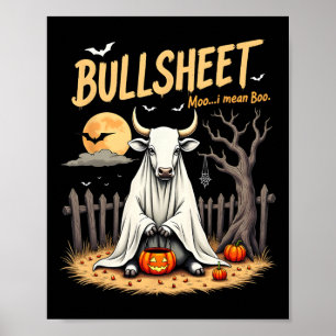 Affiche Pistolet d’Halloween Fantôme de vache en tôle avec