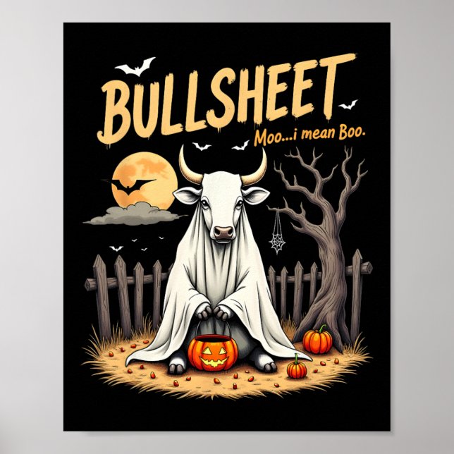 Affiche Pistolet d’Halloween Fantôme de vache en tôle avec (Devant)