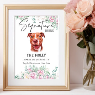 Affiche Pit Bull Chien Signature Boire Signal