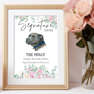 Affiche Pit Bull Chien Signature Boire Signal