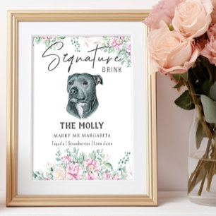 Affiche Pit Bull Chien Signature Boire Signal