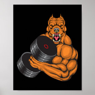 Affiche Pit Bull Fitness - Poids du corps de levage