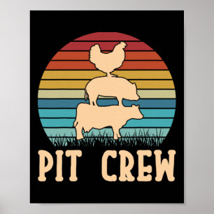 Affiche Pit Crew Cow Pig Poulet Byrbecue Grillade Bbq