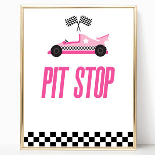 Affiche Pit Stop Pink Flace Course Voiture Parcours Pannea