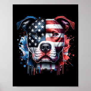 Affiche Pitbull 4 juillet Drapeau Américain Gles Patriotiq