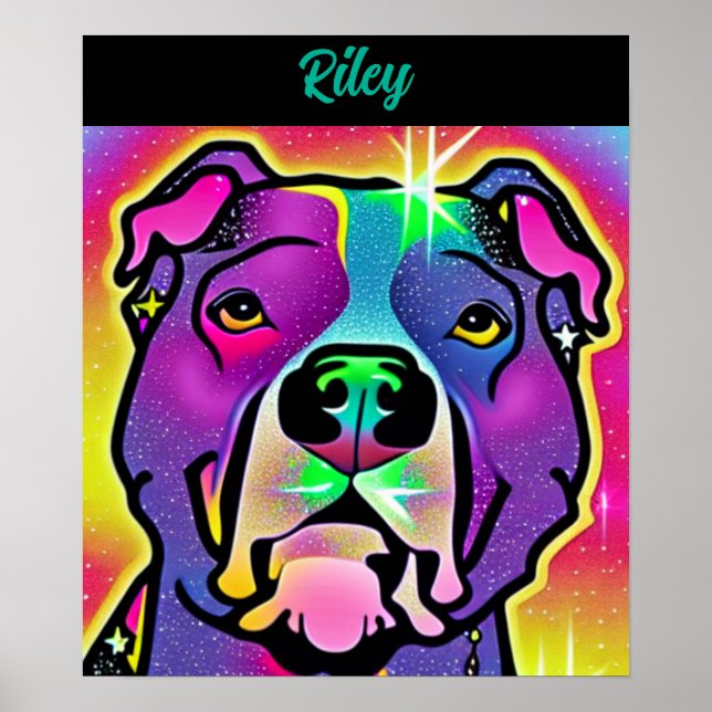 Affiche Pitbull Chien Pop Art Personnalisé (Devant)