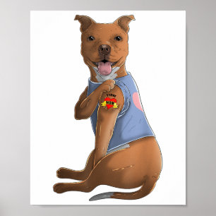 Affiche Pitbull I Love Maman Tattoo Chien Chemise Drôle Mè