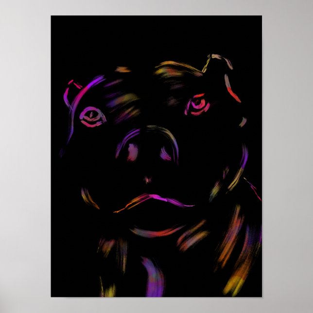 Affiche Pitbull Neon Main Drake Art (Devant)