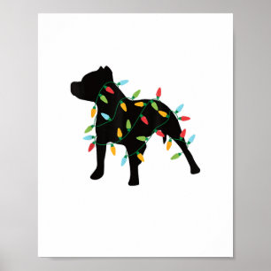 Affiche Pitbull Noël lumières Noël Amoureux des chiens cad