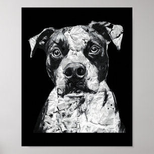 Affiche Pitbull Visage mignon Amoureux de les chiens Homme