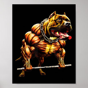 Affiche Pitbulle musculaire Levant Bête Gym Animal Str