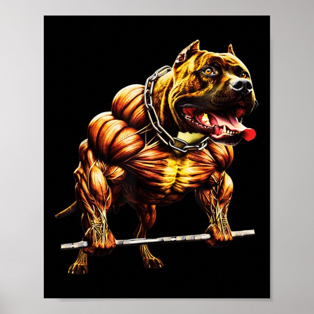 Affiche Pitbulle musculaire Levant Bête Gym Animal Str (Devant)