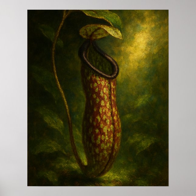 Affiche Pitcher Plant: Toxic Elegance Impressionist Art (Devant)