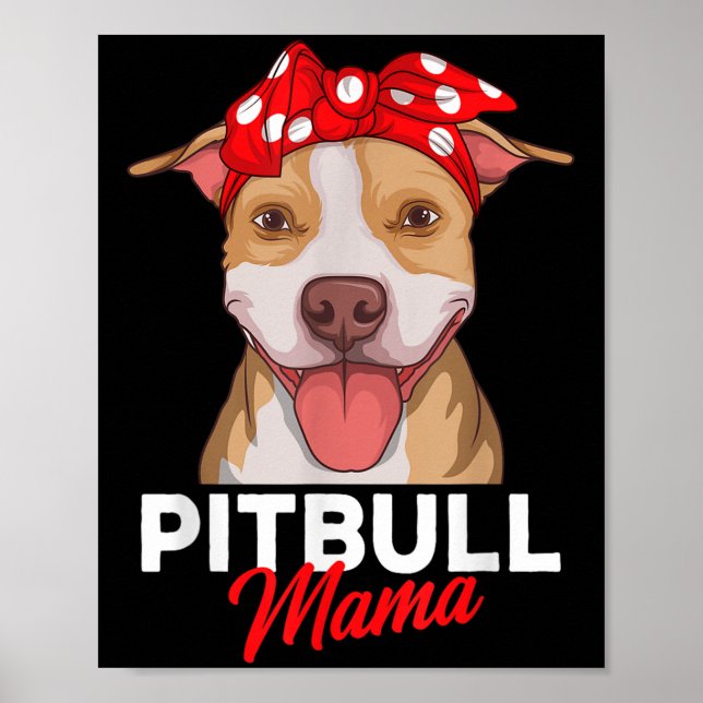 Affiche Pittie Mama Pitbull Chien Maman Amusante Mères Fêt (Devant)