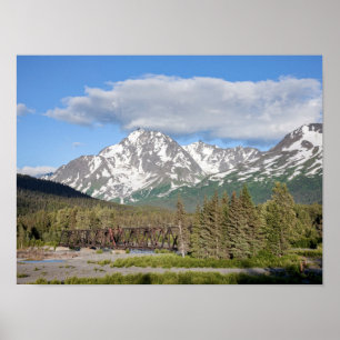 Affiche Pittoresque route des eaux usées Chugach Forêt nat