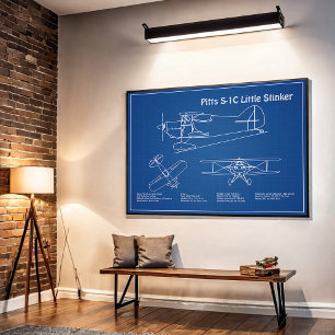 Affiche Pitts S-1C - Plans de plan d'avion AD
