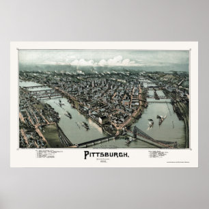 Affiche Pittsburgh, carte panoramique de PA - 1902