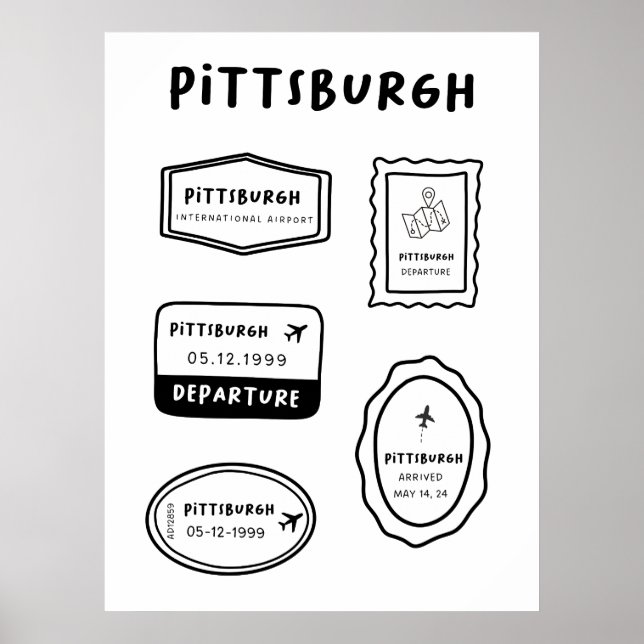 Affiche Pittsburgh - Collection Timbres de voyage | Minima (Devant)