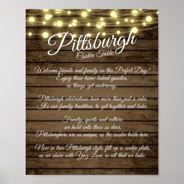 Affiche Pittsburgh Cookie Table Mariage rustique (Devant)