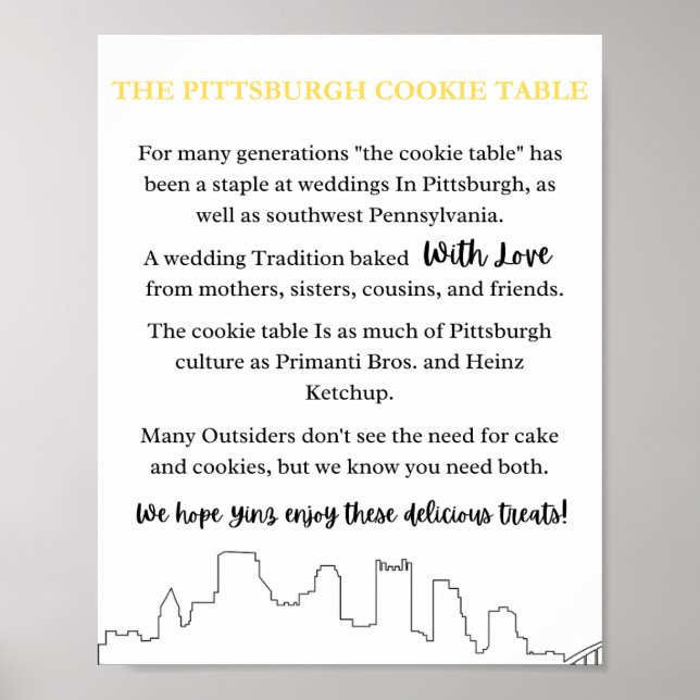 Affiche Pittsburgh Cookie Table Wedding Sign (Devant)