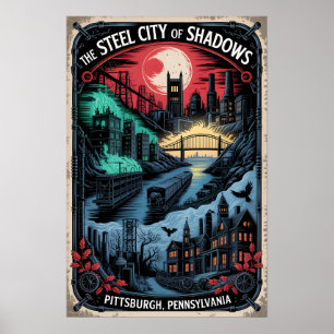 Affiche Pittsburgh Hantée, PA Ville d'Acier des Ombres