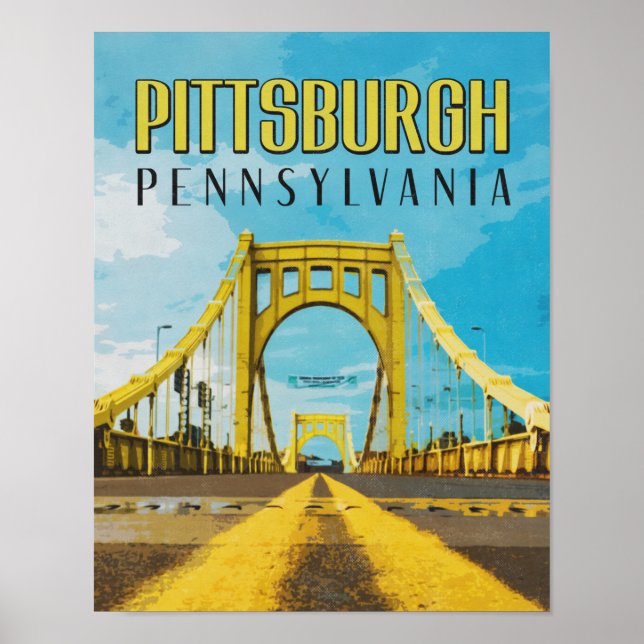 Affiche Pittsburgh, PA Vintage voyage du pont jaune (Devant)