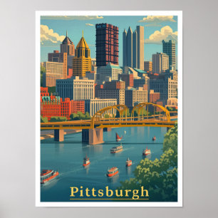 Affiche Pittsburgh Pennsylvania Art Vintage illustration