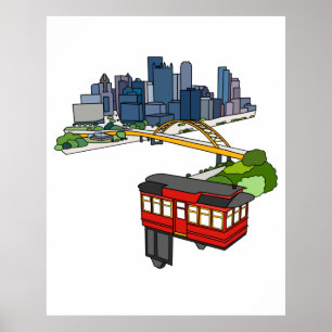 Affiche Pittsburgh Pennsylvania Steel City Skyline Art Can