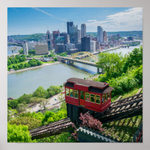 Affiche Pittsburgh Pennsylvania Steel City Skyline Incline