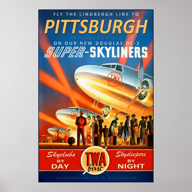 Affiche Pittsburgh Pennsylvanie Transcontinental & Western (Devant)