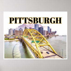 Affiche Pittsburgh skyline et Fort Pitt Bridge