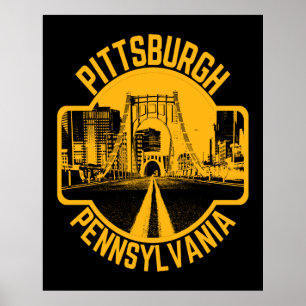 Affiche Pittsburgh Steel City Skyline Bridge Pennsylvanie