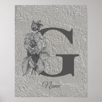 Pivoine Élégant Monogramme Initiale G Personnalisé