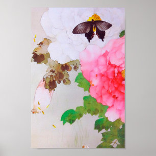 Affiche Pivoine et Papillon (détail), Watanabe Seitei