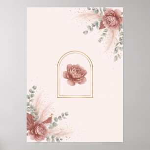 Affiche Pivoine rose Arch en or Coin Art floral