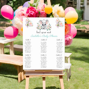 Affiche Pivoines à l'éléphant bébé, Plan de table eucalypt