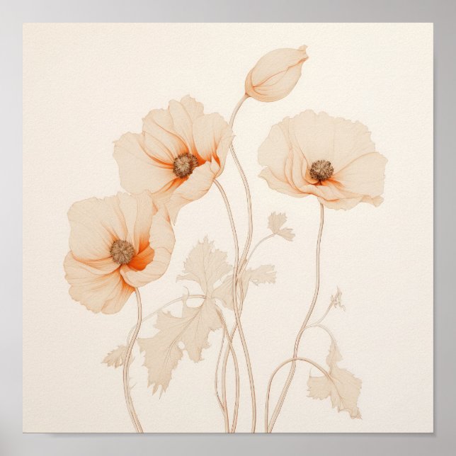 Affiche Pivoines bohèmes florales éthérées (Devant)