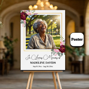 Affiche Pivoines Élégantes Photo avec Cadre Doré Funéraill