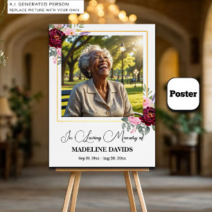 Affiche Pivoines Élégantes Photo avec Cadre Doré Funéraill