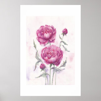 Affiche Pivoines Marron