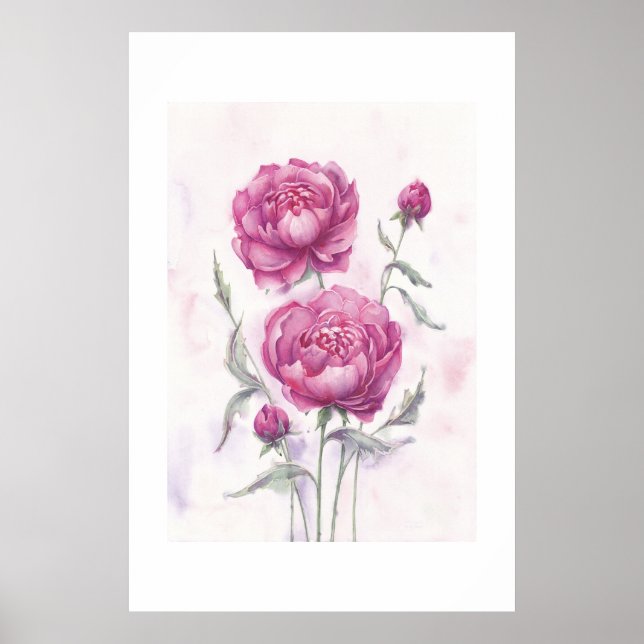 Affiche Pivoines Marron (Devant)