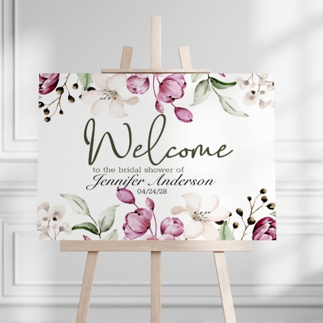 Affiche Pivoines Rose Bourgogne Fleur Mariage (Créateur téléchargé)