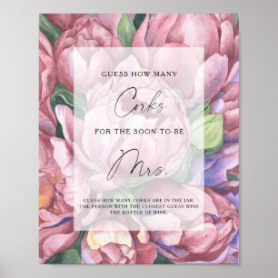 Affiche Pivoines vintage - Devinez combien de bouchons