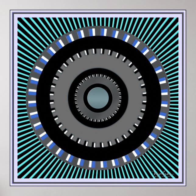 Affiche Pivoter des engrenages Roue Illusion optique (Devant)