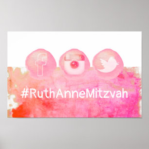 Affiche PixDezines Aquarelle Social Media Hashtag Sign