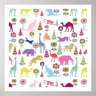 Affiche PixDezines Art pour enfants Animaux sauvages 