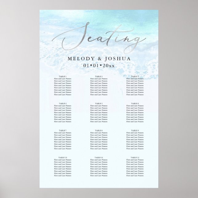 Affiche PixDezines Beach Elegant Calligraphy, Plan de tabl (Devant)