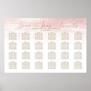 Affiche PixDezines Blush Shoreline+Rose Gold Seating Chart