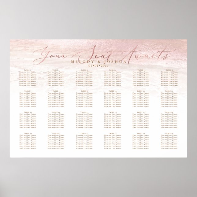 Affiche PixDezines Blush Shoreline+Rose Gold Seating Chart (Devant)